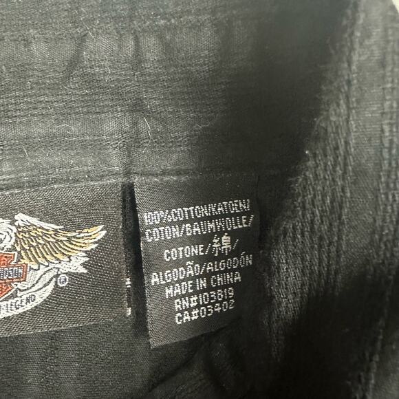 Harley Davidson Womens Black Button Down Shirt Rhinestone Eagle Medium - Picture 4 of 6